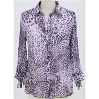 Canda size 12 purple and lilac leopard print sheer blouse
