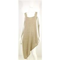 Caroline Size 10 High Quality Soft and Luxurious Cashmere Fawn Sleeveless Asymmetrical Dress