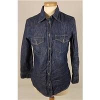 Calvin Klein Size L Blue Denim Shirt with Designer Creasing