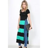 Cathy Block Stripes Side Split Maxi Dress