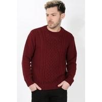 cable knitted crew neck long sleeves jumper