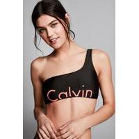 Calvin Klein Black One Shoulder Bralette Bikini Top, BLACK