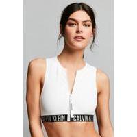 Calvin Klein White Cropped Rash Vest, WHITE