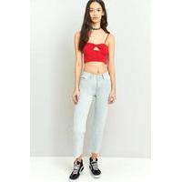 calvin klein jeans cropped high rise straight leg jeans blue