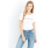 Calvin Klein Jeans Logo White T-shirt, WHITE