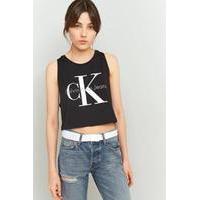 calvin klein black logo cropped tank top black