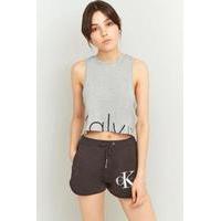 Calvin Klein X UO Cropped Cut Off Logo Racerback Tank, GREY