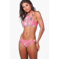 Cactus Cropped Bikini - coral