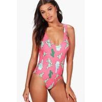 Cactus Scoop Neck Swimsuit - coral