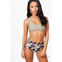 Camo Lace Up High Waist Bikini - khaki