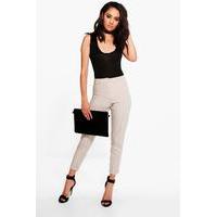 Caitlin Turn Up Tailored Woven Trousers - stone