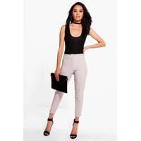 Caitlin Turn Up Tailored Woven Trousers - grey