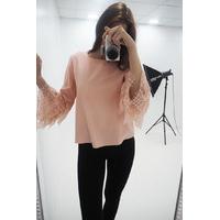 Cassandra lace flared sleeve chiffon blouse