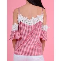 cadence red and white gingham top