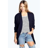 Cable Knit Cardigan - navy