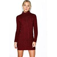 Cable Knit Jumper Dress - wine