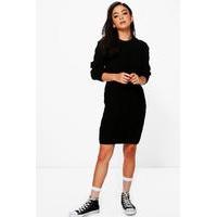 Cable Knit Jumper Dress - black
