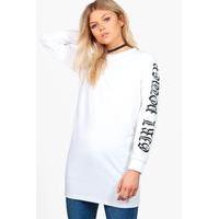 caitlin slogan sleeve sweat white