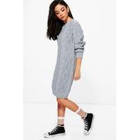 Cable Knit Jumper Dress - silver
