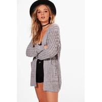 Cable Cardigan with Pockets - grey