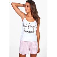 Calla Brunch Slogan Cami & Shorts PJ Set - pink
