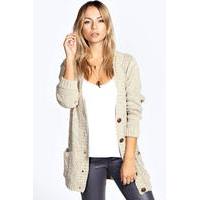 cable boyfriend cardigan stone