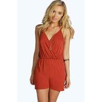 Cami Plunge Strappy Playsuit - rust