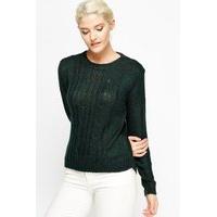 Cable Knit Front Dip Hem Jumper