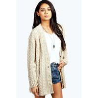 Cable Knit Cardigan - stone