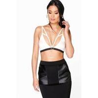 Caged Front Micro Plunge Bralet - cream