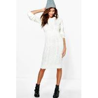 cable knit jumper dress cream