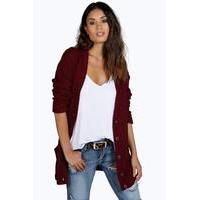 Cable Pocket Cardigan - wine