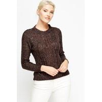 Cable Knit Front Dip Hem Jumper