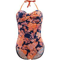 carla bikini 1 piece orange swimsuit essential love paisley womens swi ...