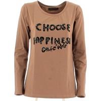 caf noir jt024 t shirt women womens long sleeve t shirt in beige