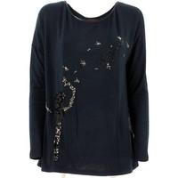 caf noir jt022 t shirt women womens long sleeve t shirt in blue