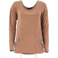 caf noir jt015 t shirt women womens long sleeve t shirt in beige