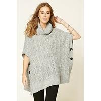 Cable-Knit Cowl Neck Poncho