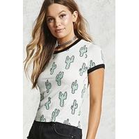 Cactus Print Ringer Tee