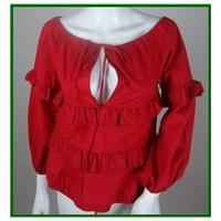 calvin klein jeans size m red blouse