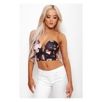 Caisy Black Floral V Front Bralet Top