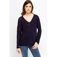 Cable Loose Knit V-Neck Jumper