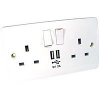 Cables Direct Best Value Wall Socket with built in 2 x USB Charging Ports