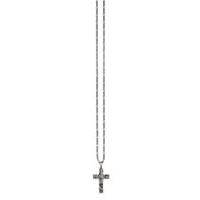 Cai Men\'s Sterling Silver Patterned Cross 55cm Necklace