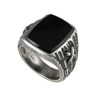 Cai Men\'s Sterling Silver Black Onyx Ring