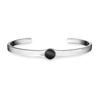 Cai Men\'s Sterling Silver Black Onyx Bangle Bracelet