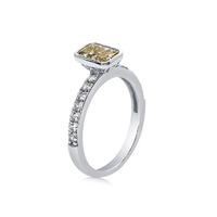 Carat London 1.25ct Sterling Silver, Canary Yellow Emerald Bezel Set & Micro Set Ring (M)