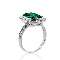 carat london 9ct emerald green rectangle cushion cut border set micro  ...