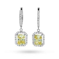 carat 9ct gold emerald cut drop earrings