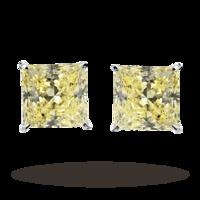 CARAT 9ct Gold Canary Yellow Coloured Princess Cut Stud Earrings